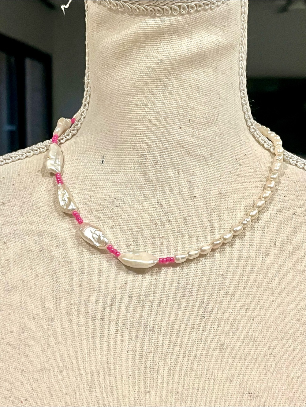 Handcrafted Pink & White Pearl Necklace - Adriana Pappas